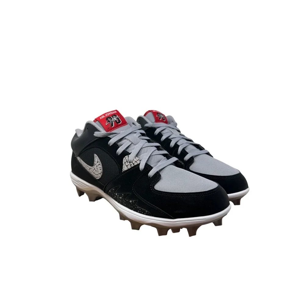 Jordan 4 Retro MCS Baseball Cleats Mens 12 Black Grey HQ0210-060 Elephant Print